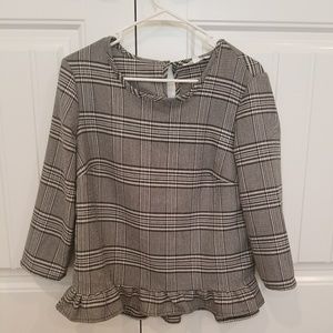 Downeast Plaid Peplum Top NWT
